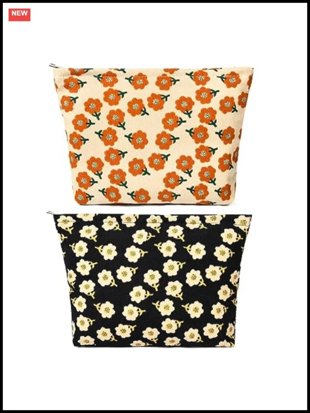 Corduroy Makeup Bag Set Large Capacity Canvas Travel Toiletry Organizer Zipper